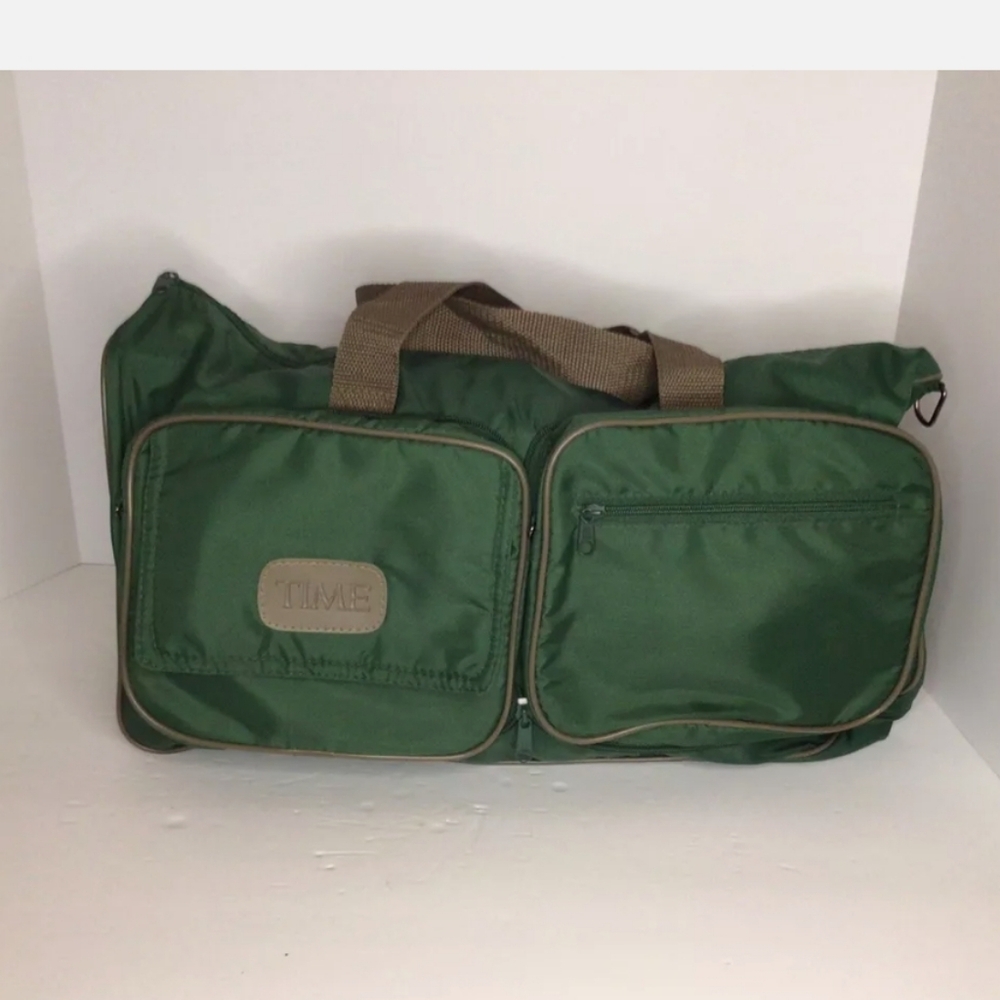 Vintage Time Magazine Green Nylon Duffel Bag